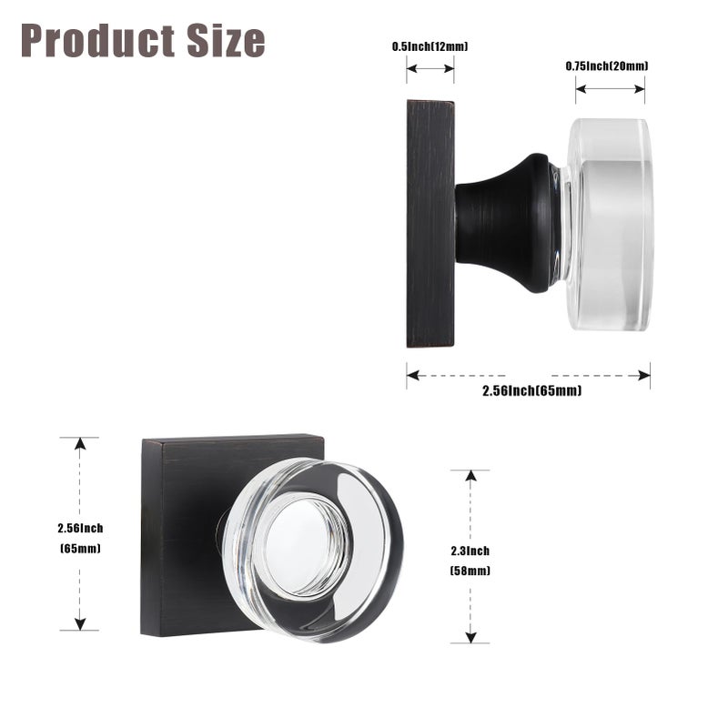 newliplace 4 Pack Glass Dummy Door Knobs Interior Crystal Dummy Door Handles Interior for Closet Doors, Non-Turn Single Sided Dummy Door Knobs Oil Rubbed Bronze - Image 5